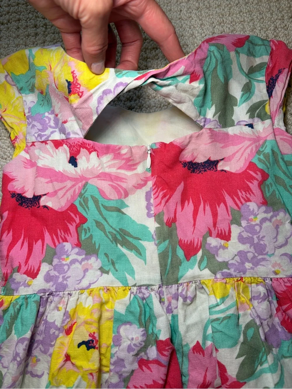 Gap Kids Vintage Floral Linen Blend Dress Girls Size Small (6–7) | 90s-Inspired